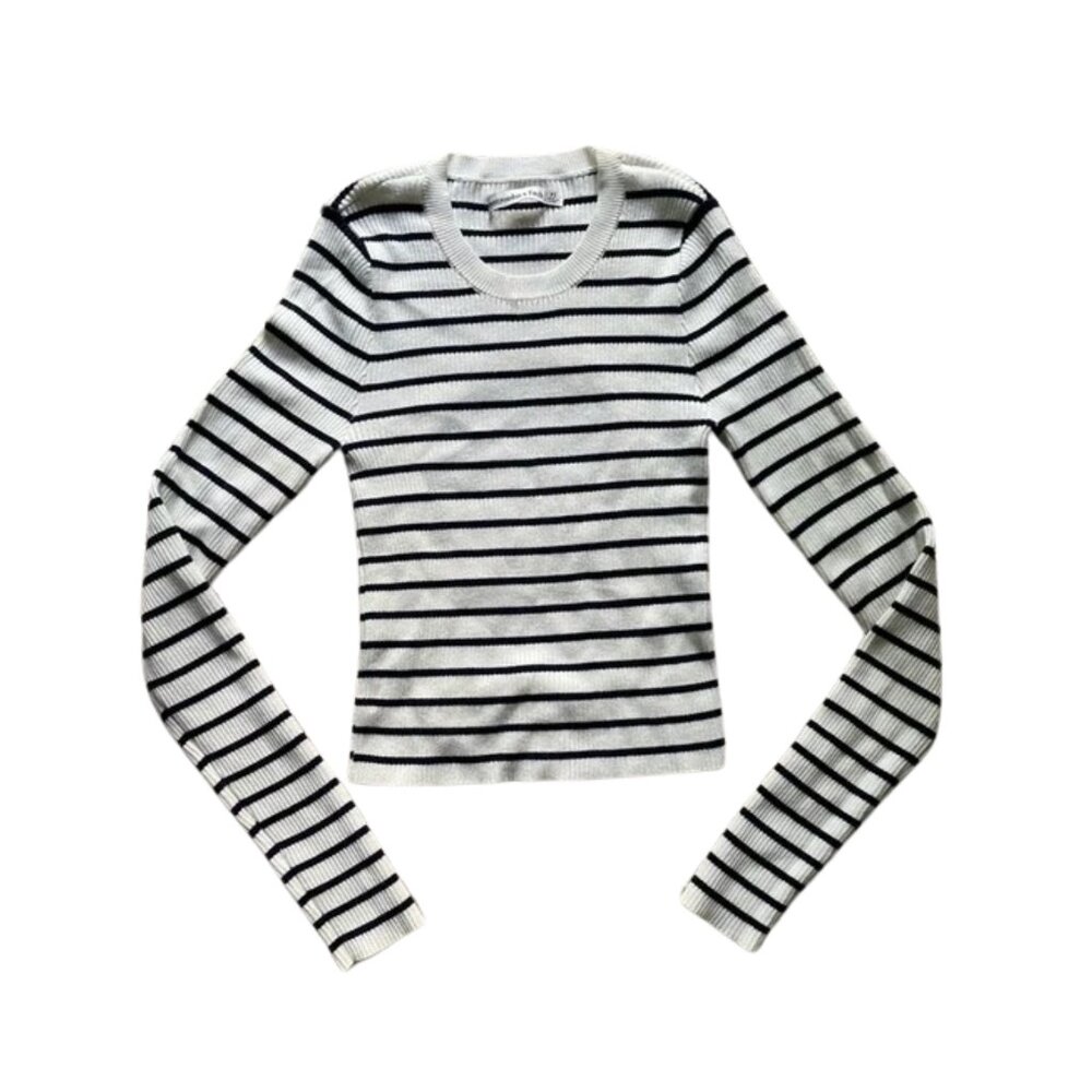 A&F stripped cropped sweater fitted open back with tie - Picture 2 of 5